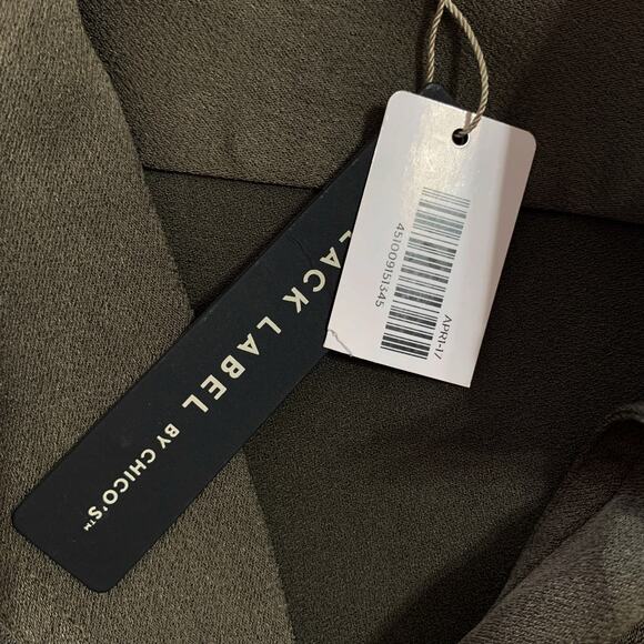 New Chicos Black Label Jacket Shacket Green Military Applique Women's 2 L 12 - Picture 8 of 10